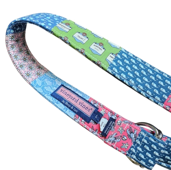 Vineyard Vines D-ring preppy Colorful Patchwork Fabric Belt - Picture 2 of 5
